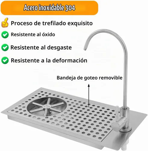 Vista 6 de Enjuagadora de vidrio con grifo, jarra comercial de acero inoxidable 304 con boquilla de alta presión de ángulo múltiple para bar, cafetería