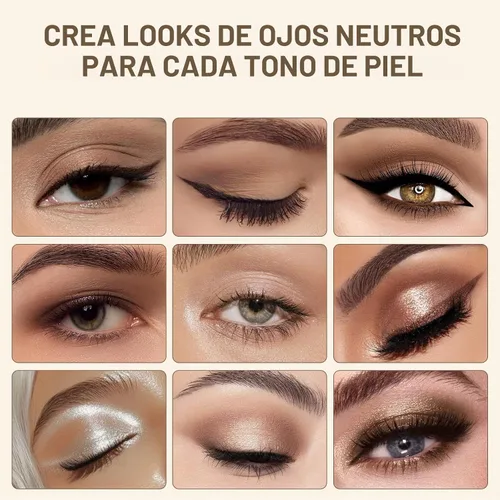 Vista 2 de Océane Paleta de sombra de ojos neutra 9 colores Plata fría rosa dorado