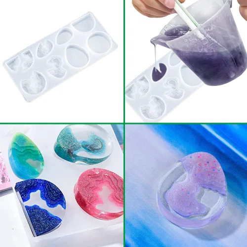 Vista 9 de SENHAI 7 moldes de resina para colgante de isla, moldes de silicona epoxi estilo océano para hacer manualidades, colgante, llavero, joyería