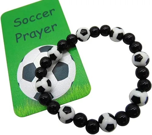 Vista 3 de Pulsera de fútbol con cuentas elásticas para jugadores deportivos, accesorio de moda para hombres o mujeres, Plástico, No es una piedra preciosa