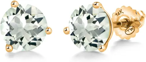 Vista 15 de Gem Stone King Aretes de Martini de oro amarillo de 14 quilates Aretes de tuerca de 3 puntas para mujeres y hombres Redondos de 0.236 pulgadas