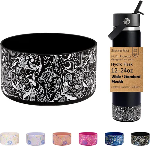 Vista 29 de WK IEASON Base protectora de silicona para botellas Hydro Flask de 12 a 24 onzas de ancho y boca estándar, funda antideslizante para accesorios de 2