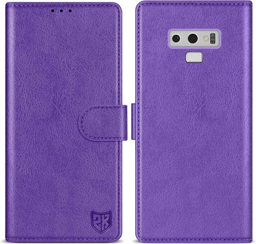 Vista 11 de ZZXX Funda tipo cartera para Samsung Galaxy Note 9 con bloqueo RFID, ranura para tarjetas, función atril, cierre magnético, funda protectora de Negro