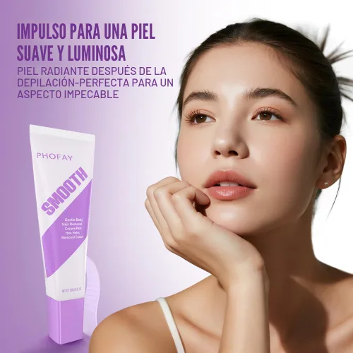 Vista 5 de Crema de depilación PHOFAY para pieles sensibles de hombres y mujeres – Depiladora de acción rápida y suave, recomendada por dermatólogos con aloe