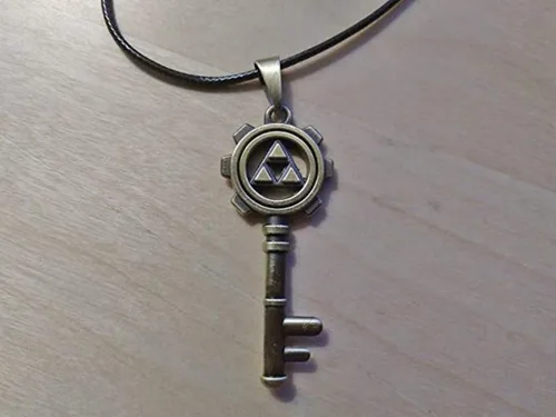 Vista 4 de Zelda - Collar con llave de esqueleto, collar con hoja de llave, collar con llave de cofre del tesoro, Metal