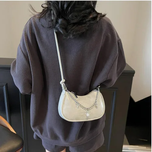 Vista 5 de Minimalista y elegante nuevo bolso bandolera versátil para mujer, bolso de hombro y axilas tamaño 8.3 * 3.1 * 5.1 in