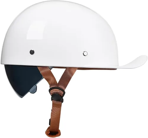 Vista 8 de Casco abierto de estilo vintage retro para motocicleta, gorra de béisbol, medios cascos con lente desplegable para hombres y mujeres, ciclomotor