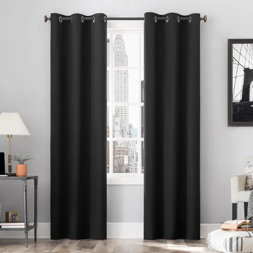 Vista 12 de Sun Zero Cyrus - Par de paneles de cortinas térmicas 100% opacas con ojales Cacao