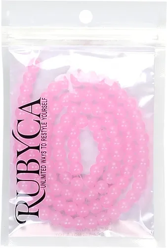 Vista 50 de RUBYCA 1 hebra 10MM Jade imitación ronda pintado recubierto de cuentas de vidrio DIY fabricación de joyas bebé rosa