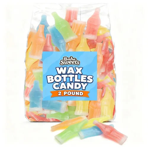 Vista 7 de Wax Bottles Candy - Bolsa a granel de 1 libra, botellas clásicas de refresco de cera con centro de jugo dulce, sabores surtidos, golosinas retro