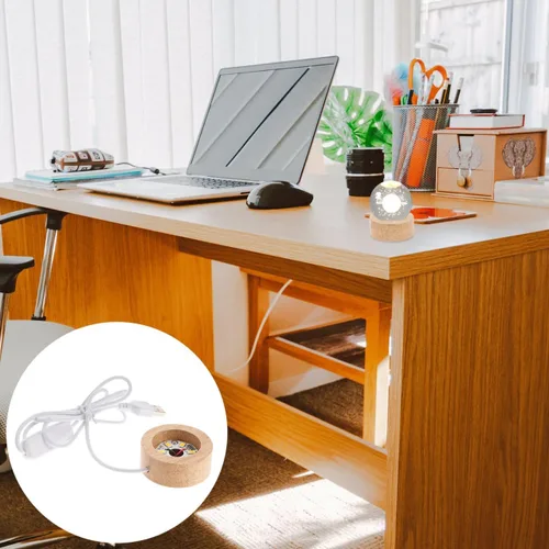 Vista 8 de Angoily Base de pantalla LED de madera de 5 piezas para arte cristalino, arte de vidrio, cristal 3D, luz cálida