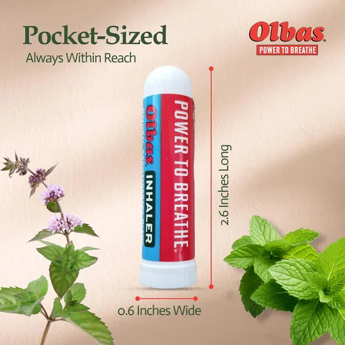 Vista 4 de Olbas Inhalador de aromaterapia, inhalador de aceite esencial con aceites naturales, 1 paquete de 285 mg, inhalador nasal de tamaño bolsillo