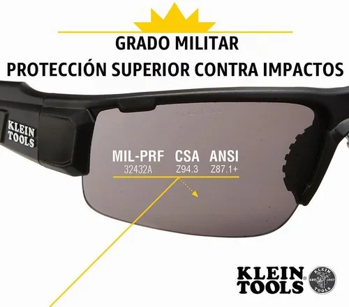 Vista 2 de KLEIN TOOLS 60162 Gafas de seguridad, gafas protectoras profesionales de EPP con semicarco, resistentes a los arañazos y antiniebla, lentes grises