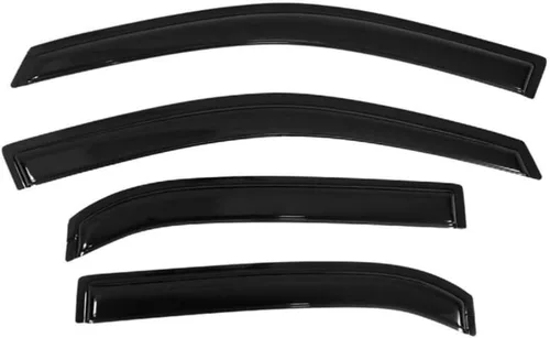 Vista 2 de 8 Pieces - Sun Rain Deflector Guard Window Visors Front Rear Left Driver Right Passenger Side Tape External Window Style Acrylic Smoke Tinted for