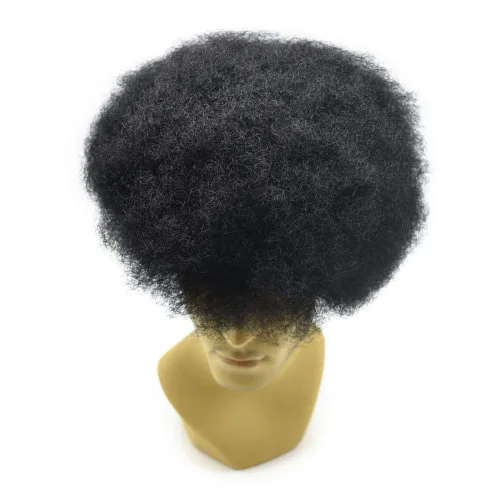 Vista 7 de Afro Toupee Full French Lace Man Weave Unidad de cabello 100% virgen humano rizado rizado unidades de repuesto para hombres negros, 8 x 10 pulgadas