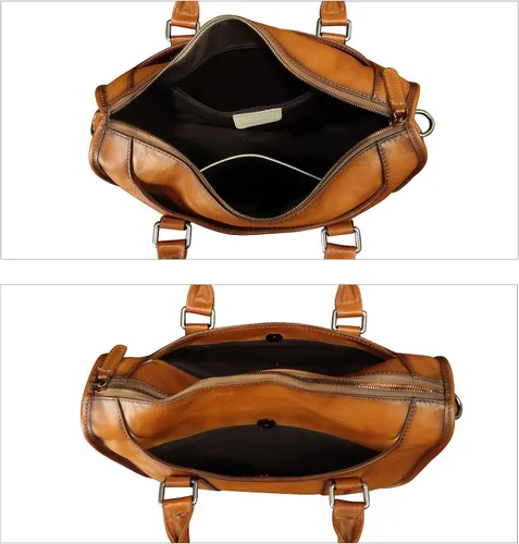 Vista 7 de Maletín de cuero genuino para hombre, bolso de hombro de cuero real vintage, bolso cruzado para computadora portátil