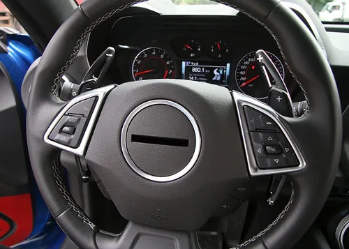 Vista 4 de Kadore Cubierta de extensión para Chevrolet Camaro 2016-2022, accesorios para volante, aleación de aluminio, 2 piezas