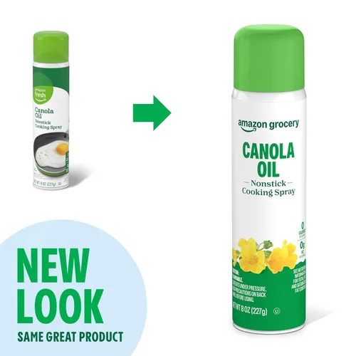 Vista 4 de Amazon Fresh, Spray de cocina antiadherente de aceite de canola, 8 onzas (anteriormente Happy Belly, el embalaje puede variar)