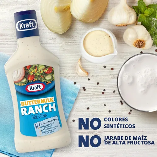 Vista 5 de Aderezo Kraft, Buttermilk Ranch, botella de 16 onzas líquidas