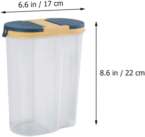 Vista 2 de Cabilock Recipientes herméticos para almacenamiento de alimentos, contenedor dispensador de cereales, 2 compartimentos, recipientes