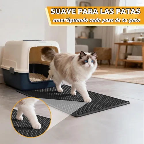Vista 4 de Pieviev - Alfombrilla grande para arena de gato Negro