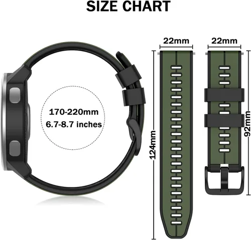 Vista 5 de ISABAKE Correa de silicona de liberación rápida de 0.866 in para Garmin Vivoactive 4/Venu 2/Forerunner 255, para Samsung Gear S3