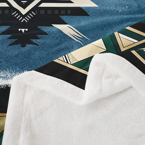 Vista 4 de Manfei Manta azteca nativa americana para decoración de habitación de niños y niñas, manta retro tribal geométrica bohemia para sofá, manta de forro