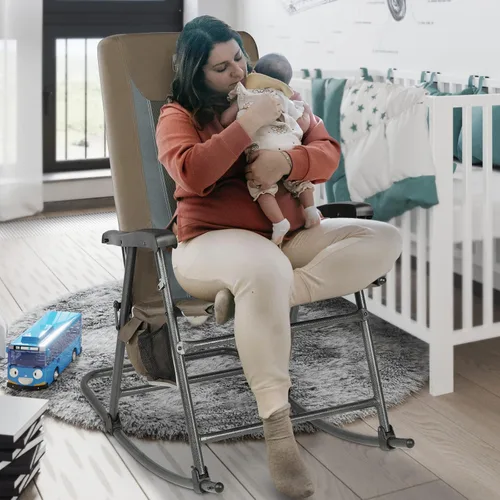Vista 5 de TIMBER RIDGE Mecedora acolchada plegable y silla reclinable para patio con reposacabezas ajustable