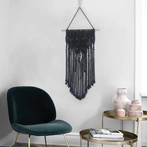 Vista 5 de Cuerda de macramé de 0.118 in x 219 yardas (aproximadamente 656.2 ft, 656 pies), cuerda de algodón de color negro, 4 hebras, cuerda de algodón suave