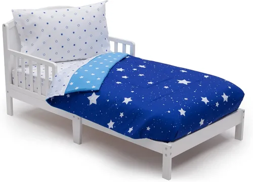 Vista 8 de Delta Children Juego de ropa de cama de 4 piezas para niños, edredón reversible 2 en 1, incluye edredón ajustable para mantener a los más pequeños