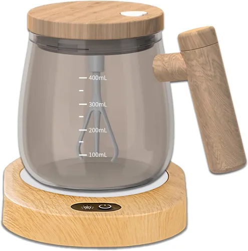 Vista 10 de Taza Autoagitante, Taza de Café Autoagitante de 400ML, Taza de Mezcla Eléctrica de Alta Calidad de Vidrio Borosilicato, Taza de Café con Soporte