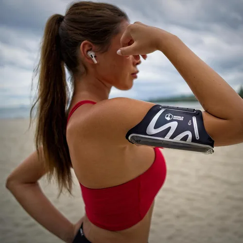 Vista 2 de Brazalete deportivo para teléfono para correr, manga ajustable para fitness
