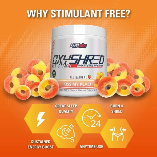 Vista 5 de EHP Labs OxyShred - Polvo termogénico para antes del entrenamiento y suplemento para adelgazar no estimulante con L-glutamina y acetil-L-carnitina