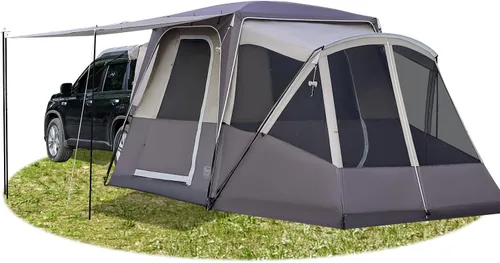 Vista 10 de TIMBER RIDGE 5-9 Person SUV Tent with Screen Porch and Awning for Family Camping, Weather Resistant and Portable Van or Car Tent, Includes Rainfly