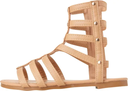 Vista 3 de bebe Sandalias para niñas pequeñas Sandalias de gladiador con tachuelas de cuero sintético con cremallera en el tobillo (niñaniña)
