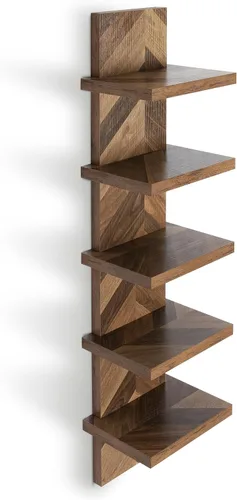 Vista 13 de Estantes de pared de 5 niveles en negro, estante de columna vertical flotante, organizador de almacenamiento para decoración del hogar, diseño
