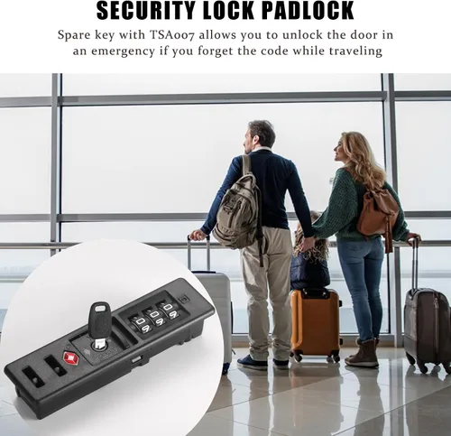Vista 5 de 2 cerraduras de equipaje con cremallera integradas T-S-A 007 con certificación TSA, adecuadas para PC, ABS, PP rígidas con cremallera, reemplazo
