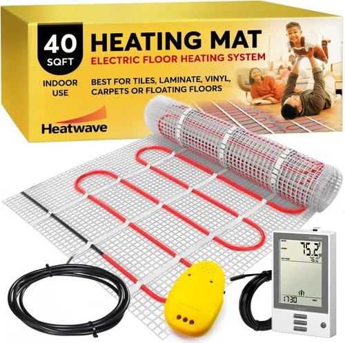 Vista 14 de Sistema de calefacción por piso radiante eléctrico con termostato programable GFCI requerido 120V, HW2012-100, 120.00 volts Sistema de suelo