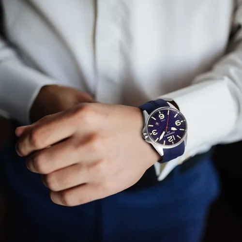 Vista 5 de Torgoen T10 - Reloj Pilot de carbono para hombre, cuarzo suizo, cristal de zafiro con correa de silicona
