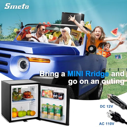 Vista 6 de SMETA Mini refrigerador con cerradura, compacto, bloqueable, sin absorción de ruido, 12 V/110 V, portátil, CC y CA, con bloqueo, para camioneta