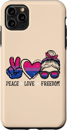 Vista 11 de Funda para iPhone 14 Pro Max Peace Love Freedom Bisexual Girl Bi Pride Flag LGBTQ