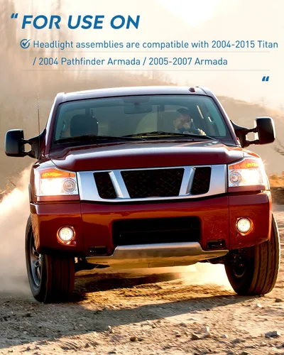 Vista 13 de Nilight Conjunto de faros delanteros compatible con Nissan Titan 2004, 2005