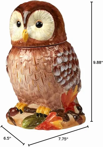 Vista 3 de Pine Forest - Tarro de galletas 3D con tapa – Recipiente de almacenamiento de cerámica otoñal de 60 onzas – Decoración de cocina de cabaña