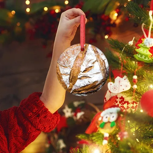 Vista 4 de Decoraciones navideñas de pan de masa madre para árbol, divertidos adornos de comida 2022, recuerdo conmemorativo colgante de vacaciones, regalos