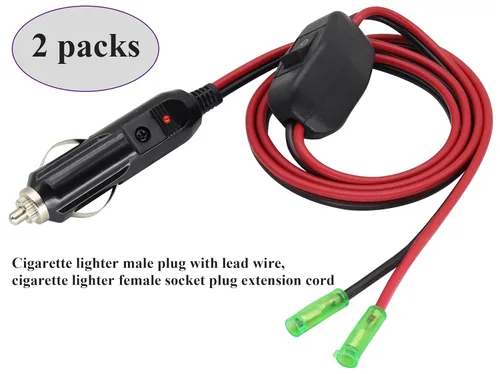 Vista 8 de Paquete de 2 adaptadores de enchufe macho de encendedor de cigarrillos de 12 voltios con cable de cables de luz LED y cable de 16 AWG para enchufe