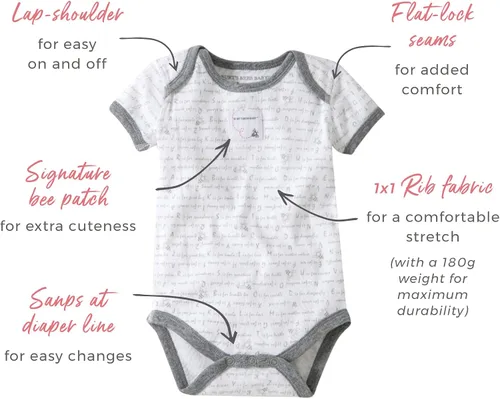 Vista 2 de Burt's Bees Baby Babyboys - Body de manga corta y larga de algodón orgánico, paquete de 2