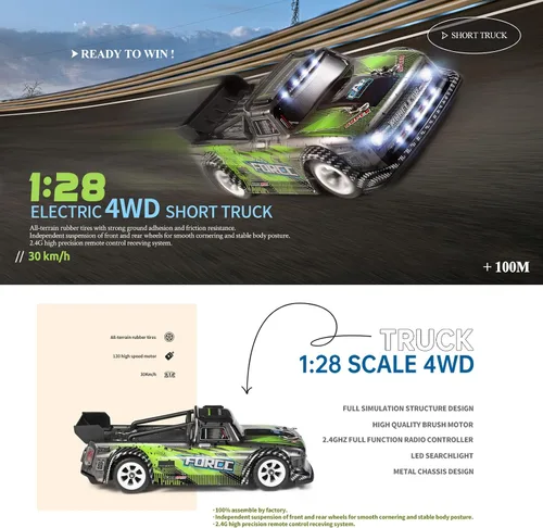 Vista 4 de GoolRC WLtoys 284131 - Coche de deriva a control remoto, escala 1:28, 4WD 30KM/H, coche eléctrico de alta velocidad RTR, chasis de metal, 2