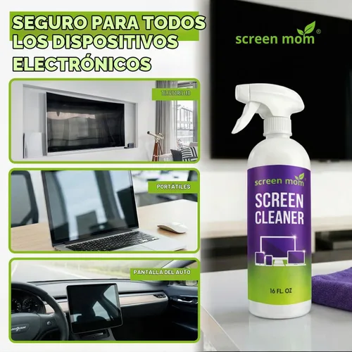 Vista 2 de Kit para limpiar pantallas: ideal para pantallas LCD y LED de televisor, computadora, laptops e iPads. Cada botella grande de 16 onzas rinde 1572