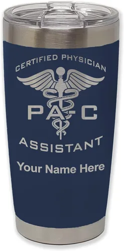 Vista 40 de LaserGram Vaso aislado al vacío de 20 onzas, asistente médico certificado PA-C, grabado personalizado incluido (negro)