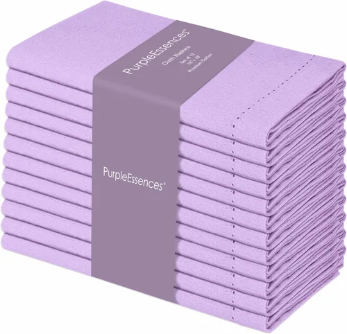 Vista 18 de PurpleEssences Juego de 6 servilletas de tela de vainica, 100% algodón, suaves, duraderas, lavables, ideales para bodas, Navidad, vacaciones